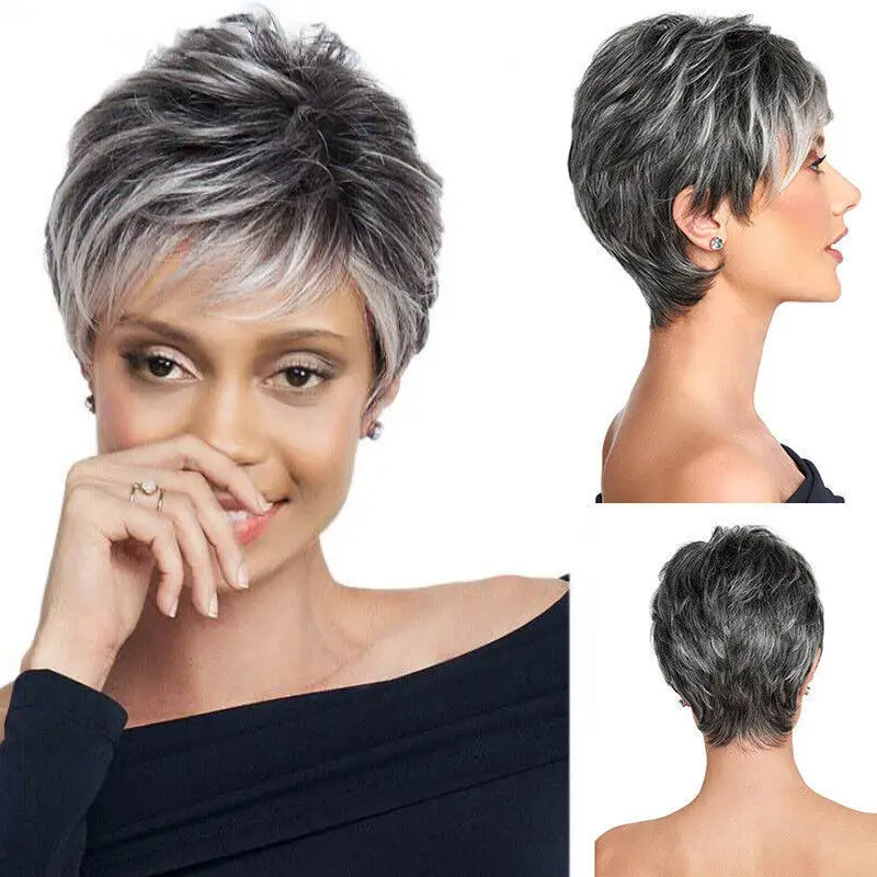 European and american style wig Silver gray gradient fake wig High-end Hair Cover for Middle-aged Women with Side Bangs gold Gra
European and american style wig Silver gray gradient fake wig High-end Hair Cover for Middle-aged Women with Side Bangs gold Gra