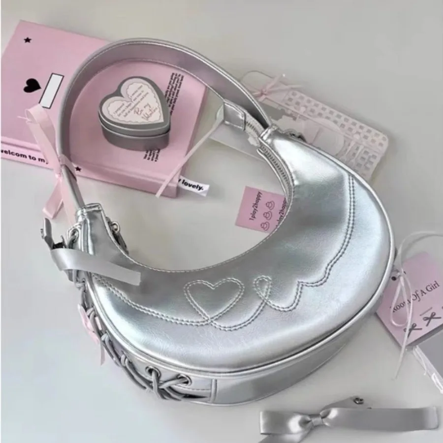 New Arrival Sweet and Cool Fashionable Crescent-Shaped Underarm Handbag with Heart Embroidery, Single-Shoulder Women's Bag
New Arrival Sweet and Cool Fashionable Crescent-Shaped Underarm Handbag with Heart Embroidery, Single-Shoulder Women's Bag