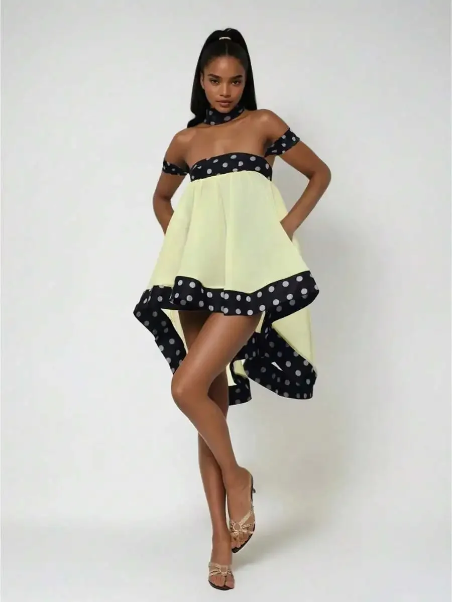 Polka Dot Print Ruffled Irregular Hem Sleeveless Dress Women Chic Bodycon
Polka Dot Print Ruffled Irregular Hem Sleeveless Dress Women Chic Bodycon