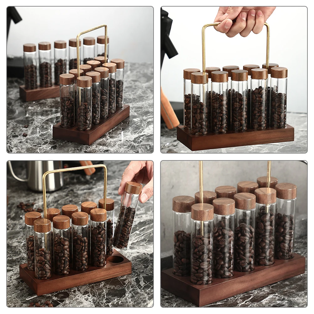 1 Set Coffee Bean Storage Tubes Glass Vials Airtight Sealed Holder For Beans Spices Herbs With Wooden Stand Compact Kitchen
1 Set Coffee Bean Storage Tubes Glass Vials Airtight Sealed Holder For Beans Spices Herbs With Wooden Stand Compact Kitchen