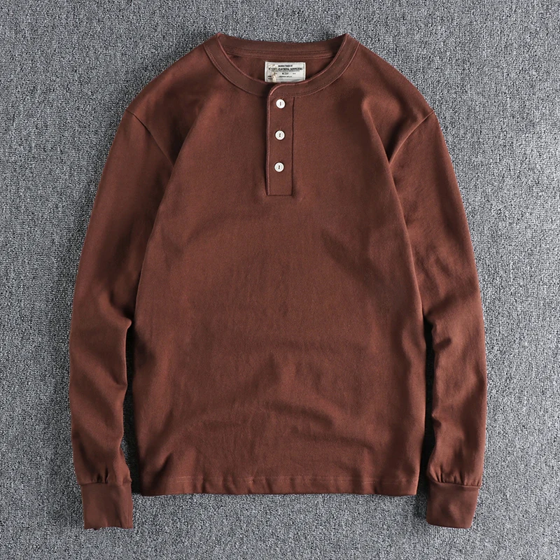 Retro Double Gauze Pure Cotton Henry Collar Long Sleeve T-Shirt Men Basic Color Versatile Daily Youth Base Layer
Retro Double Gauze Pure Cotton Henry Collar Long Sleeve T-Shirt Men Basic Color Versatile Daily Youth Base Layer