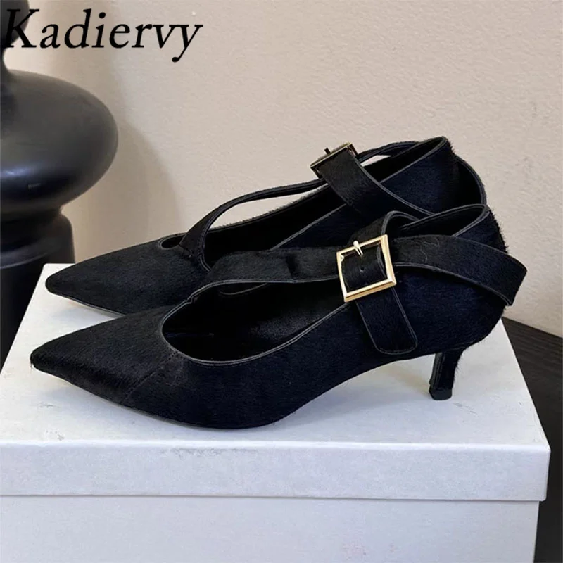 Sexy Kitten Heels Women Pumps Luxury Horsehair Ankle Buckle Strap Runway Shoes Woman Pointed Toe Office&Career Shoes Woman
Sexy Kitten Heels Women Pumps Luxury Horsehair Ankle Buckle Strap Runway Shoes Woman Pointed Toe Office&Career Shoes Woman