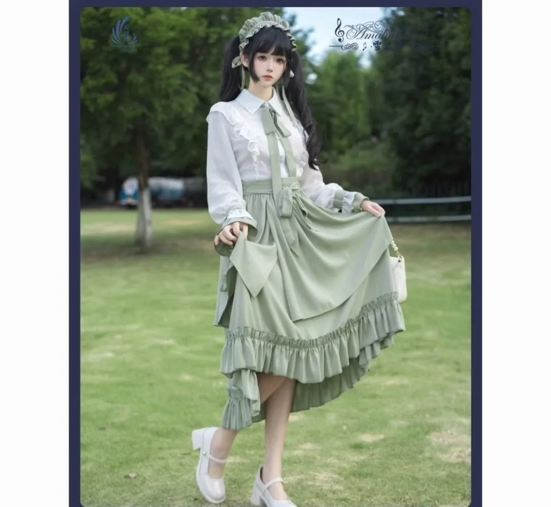 Elegant White Blouse Fresh Green Long Skirt Ladies Autumn Sweet Gentle Chiffon Skirt Sets
Elegant White Blouse Fresh Green Long Skirt Ladies Autumn Sweet Gentle Chiffon Skirt Sets