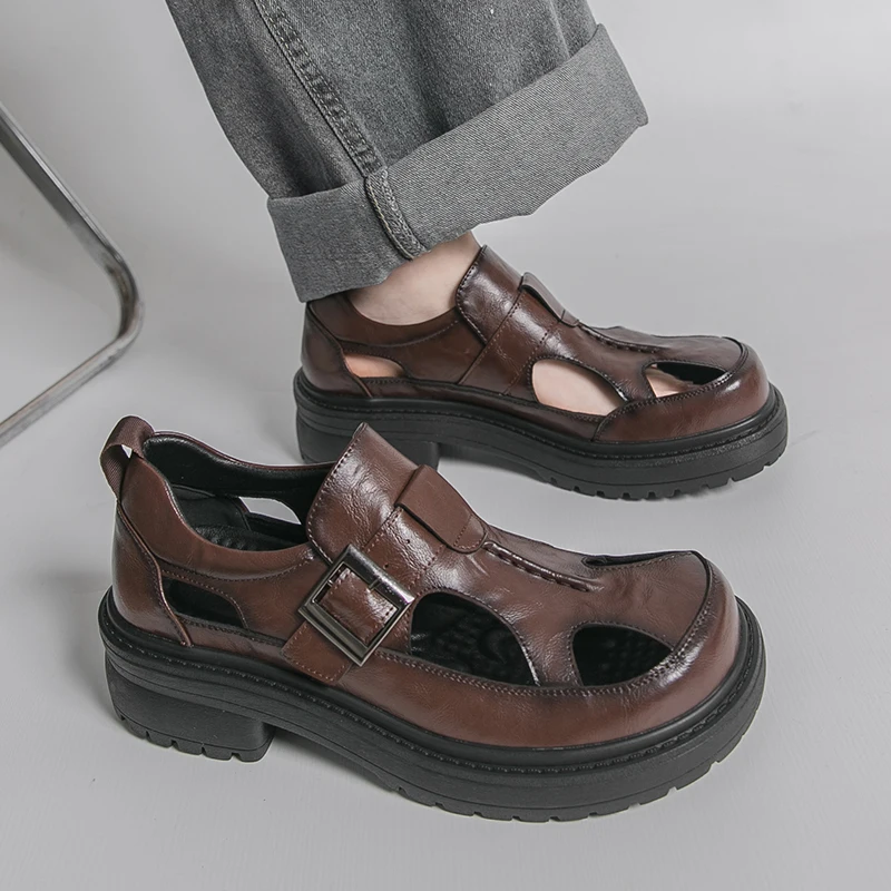 Men Sandals PU Thick Sole Hollow Out Comfortable Breathable Business Men Sandals Sizes 38-46
Men Sandals PU Thick Sole Hollow Out Comfortable Breathable Business Men Sandals Sizes 38-46