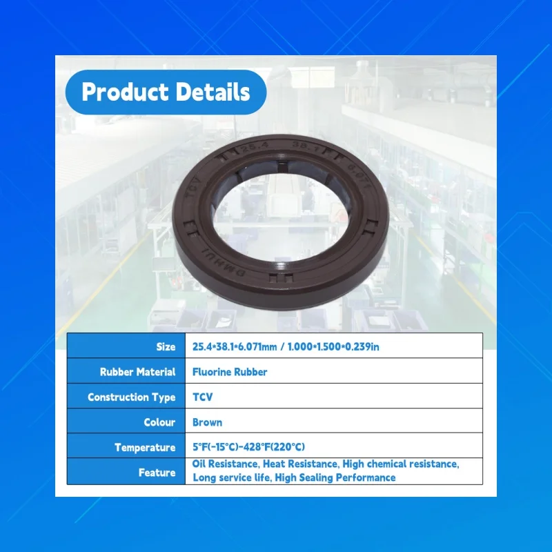 DMHUI TCV Type High Pressure FKM Oil Seal 25.4x38.1x6.071mm High Temperature Resistant Fluororubber Seal for Industrial Equipmen
DMHUI TCV Type High Pressure FKM Oil Seal 25.4x38.1x6.071mm High Temperature Resistant Fluororubber Seal for Industrial Equipmen
