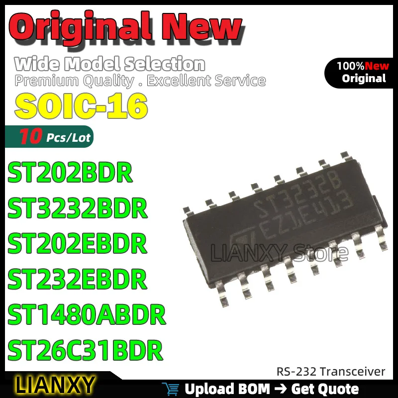 10pcs SOIC-16 ST202BDR ST3232BDR ST202EBDR ST232EBDR ST1480ABDR ST26C31BDR RS-232 Transceiver New Original
10pcs SOIC-16 ST202BDR ST3232BDR ST202EBDR ST232EBDR ST1480ABDR ST26C31BDR RS-232 Transceiver New Original