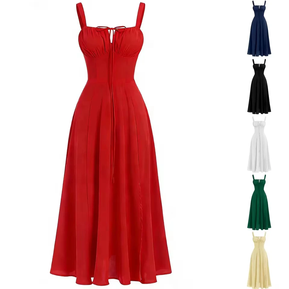 Women'S Casual Sling Dress Lace Up Strap Slimming Waist Long Dress Temperament V Neck Vest Dress Cocktail Dresses For Women
Women'S Casual Sling Dress Lace Up Strap Slimming Waist Long Dress Temperament V Neck Vest Dress Cocktail Dresses For Women