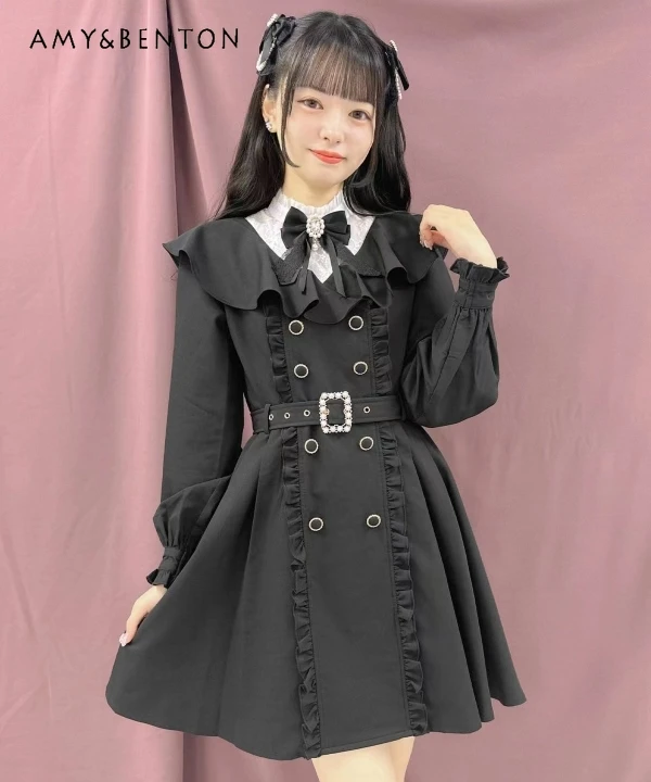 Japanese Mine Rojita Dress Forwomen Sweet Bow Ruffled Long Sleeve Dresses Belt Slim Fit Mini Dress Fashion Cute Summer Dress
Japanese Mine Rojita Dress Forwomen Sweet Bow Ruffled Long Sleeve Dresses Belt Slim Fit Mini Dress Fashion Cute Summer Dress