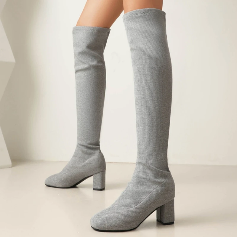 Elastic Women's Over the Knee High Boots Long Thigh High Boot Ladies Winter Shoes Black Grey Green Heeled Party Shoes Large Size
Elastic Women's Over the Knee High Boots Long Thigh High Boot Ladies Winter Shoes Black Grey Green Heeled Party Shoes Large Size