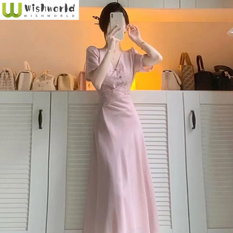 Pink New Style Temperament Dress for Women Summer New Style Waist Cinching Slimming Elegant Women's Dress
Pink New Style Temperament Dress for Women Summer New Style Waist Cinching Slimming Elegant Women's Dress