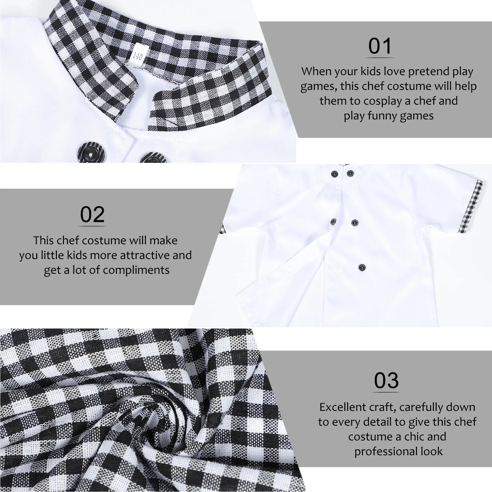 1 Set Kids Chef Costume Outfit Cotton Short Sleeve Uniform Blouse Breathable Comfortable Cosplay Career Day Halloween Party Gift
1 Set Kids Chef Costume Outfit Cotton Short Sleeve Uniform Blouse Breathable Comfortable Cosplay Career Day Halloween Party Gift