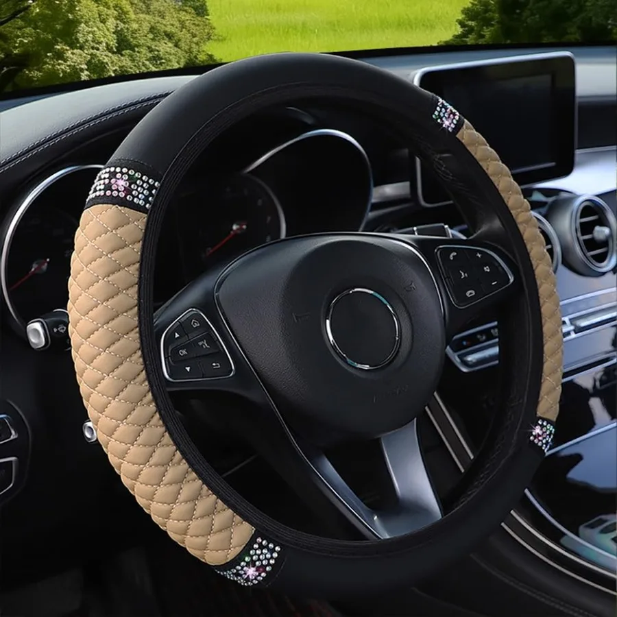 Microfiber Leather Steering Wheel Cover with Anti-Slip Lining Universal Car Accessory for Steering Wheel with a Diameter of 14.
Microfiber Leather Steering Wheel Cover with Anti-Slip Lining Universal Car Accessory for Steering Wheel with a Diameter of 14.