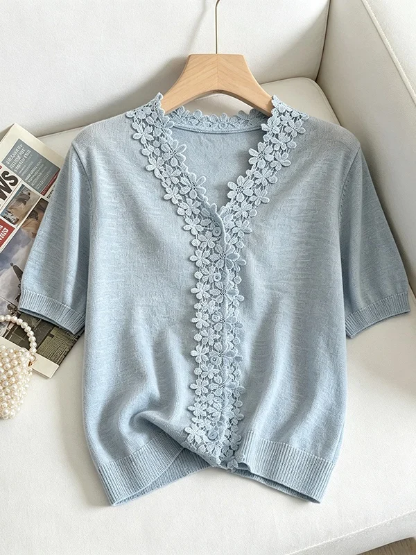 plus Size Women's Fashionable Short Sleeve Knitted Top Summer 2026 Korean Style Versatile Meat Concealing Slimming Youthful Top
plus Size Women's Fashionable Short Sleeve Knitted Top Summer 2026 Korean Style Versatile Meat Concealing Slimming Youthful Top