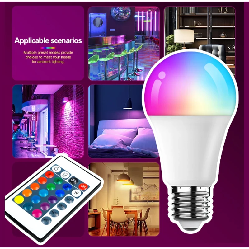 LED RGB Bulb Remote Control Multicolor Lamps AC220V E27 Dimmable Lampada Bombilla Living Room Home Luminair for home IP68
LED RGB Bulb Remote Control Multicolor Lamps AC220V E27 Dimmable Lampada Bombilla Living Room Home Luminair for home IP68