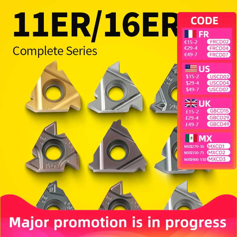 Carbide Insert Thread Turning Tool 11ER/16ER H01 PRC YZ5018 CNC Cutting Lathe Slotting A55 A60 AG55 AG60 ISO 1.0/1.25/1.5/2.0
Carbide Insert Thread Turning Tool 11ER/16ER H01 PRC YZ5018 CNC Cutting Lathe Slotting A55 A60 AG55 AG60 ISO 1.0/1.25/1.5/2.0
