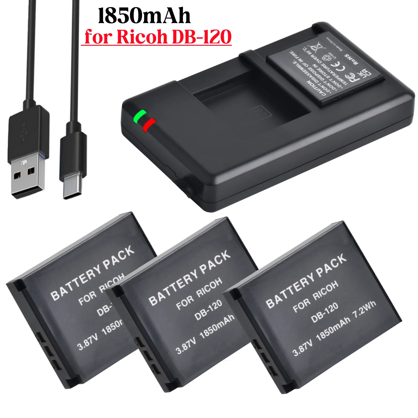 1850mAh DB-120 DB120 DB 120 Replacement Battery+Dual Charger Box for Ricoh GR IV GRIV GR4 Camera DB-120 Battery
1850mAh DB-120 DB120 DB 120 Replacement Battery+Dual Charger Box for Ricoh GR IV GRIV GR4 Camera DB-120 Battery