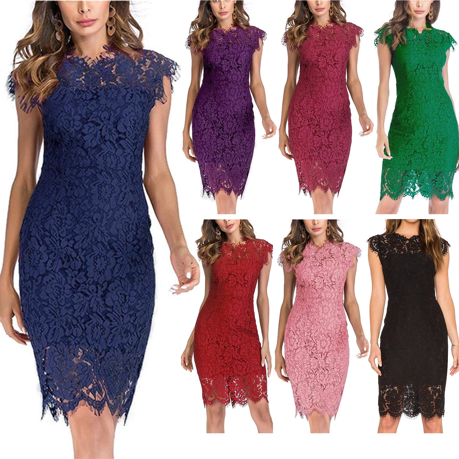 Women's Vintage Cape Sleeve Floral Lace Slim Evening Cocktail Knee Length Dress
Women's Vintage Cape Sleeve Floral Lace Slim Evening Cocktail Knee Length Dress