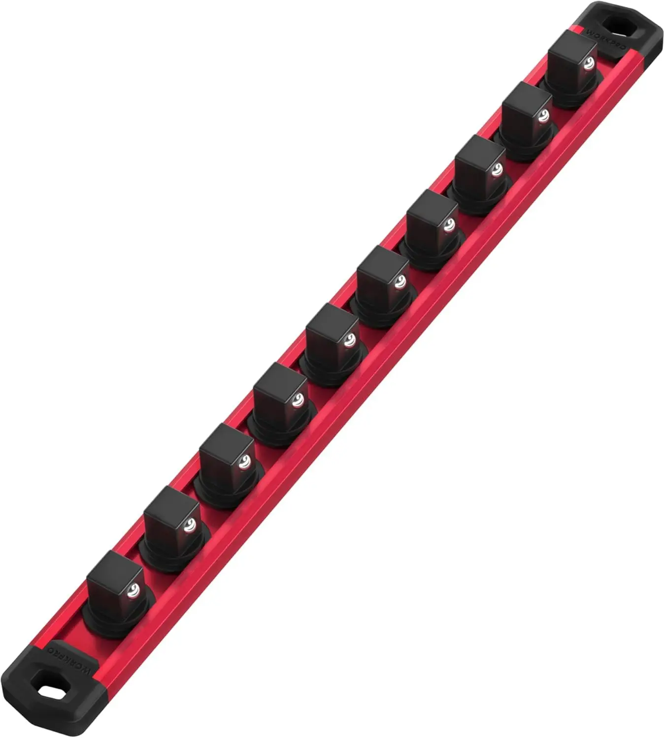 Magnetic Socket Organizer Rail, 1/2-Inch Drive Aluminum Alloy Heavy Duty Socket Holder with 10 Clips, Red
Magnetic Socket Organizer Rail, 1/2-Inch Drive Aluminum Alloy Heavy Duty Socket Holder with 10 Clips, Red