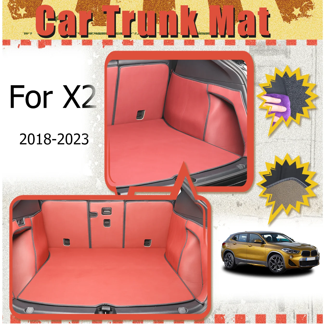 For BMW For X2 2018-2023 Car Trunk Mat Full Encirclement thickened three-layer PVC anti-slip wear-resistant waterproof
For BMW For X2 2018-2023 Car Trunk Mat Full Encirclement thickened three-layer PVC anti-slip wear-resistant waterproof
