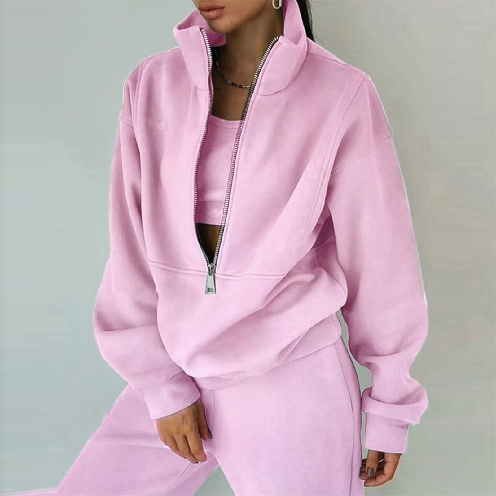 Comfortable Women Clothing Women's Two Piece Sweatshirt Set Casual Half Zip Pullover Top Wide Leg Pants Lounge for Fall
Comfortable Women Clothing Women's Two Piece Sweatshirt Set Casual Half Zip Pullover Top Wide Leg Pants Lounge for Fall