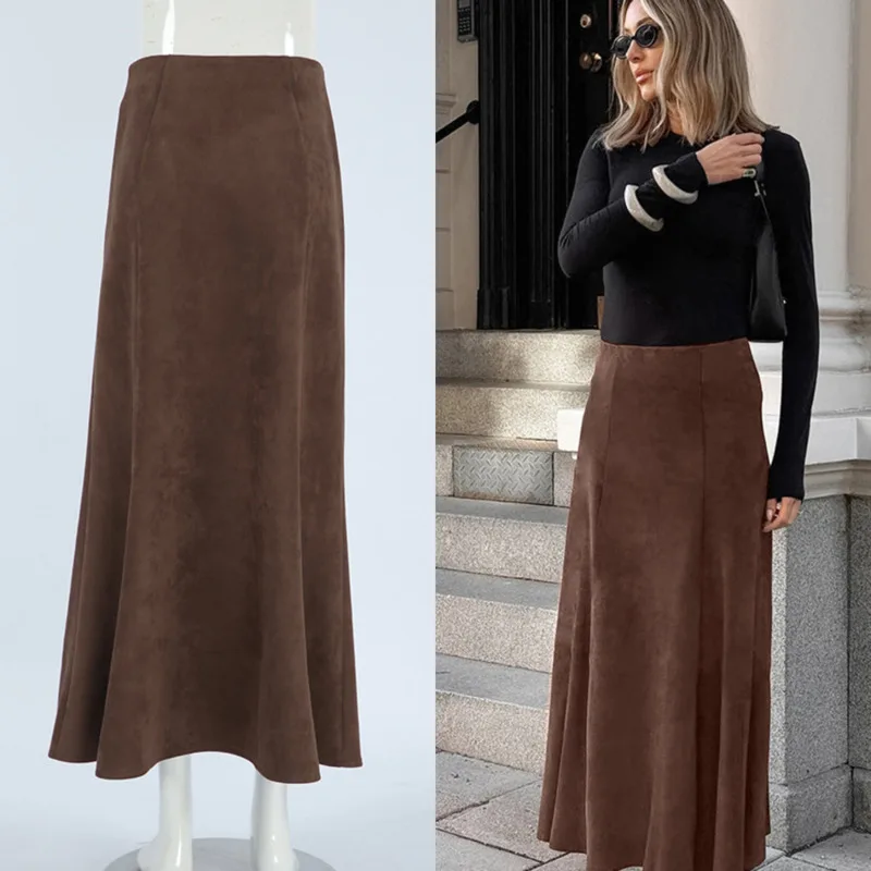 Fashionable Women Casual Suede Skirt Vintage Loose High Waist Flare Fishtail Autumn Winter Zipper Lady Skirt Elegant Clothing
Fashionable Women Casual Suede Skirt Vintage Loose High Waist Flare Fishtail Autumn Winter Zipper Lady Skirt Elegant Clothing