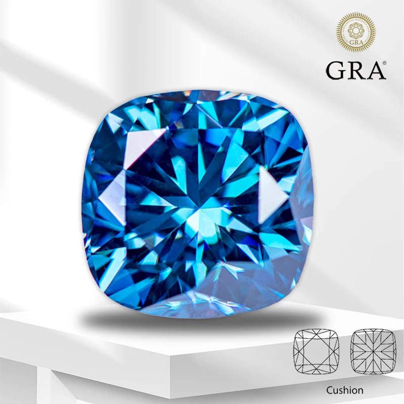 Moissanite Gemstone Sapphire Blue Color Cushion Cut Lab Grow Diamond for Advanced Jewelry Making Materials with GRA Certificate
Moissanite Gemstone Sapphire Blue Color Cushion Cut Lab Grow Diamond for Advanced Jewelry Making Materials with GRA Certificate