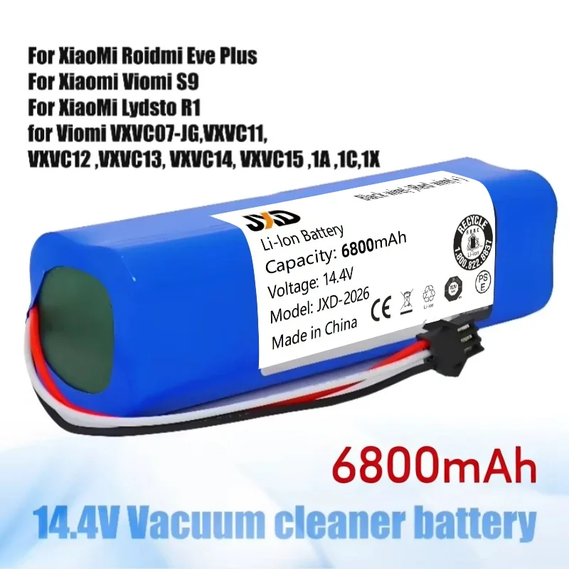 6.8Ah 14.4V Li-ion Battery for Xiaomi Lydsto R1 Viomi S9 Roidmi Eve Plus Robot Vacuum Cleaner Battery Pack 18650 Li-ion Battery
6.8Ah 14.4V Li-ion Battery for Xiaomi Lydsto R1 Viomi S9 Roidmi Eve Plus Robot Vacuum Cleaner Battery Pack 18650 Li-ion Battery