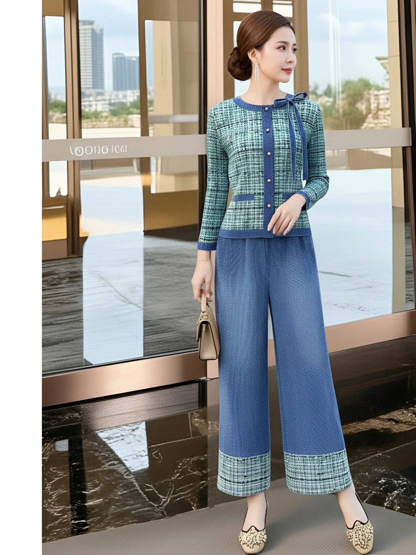 Elegant Plaid Denim Set for Women High Waist Slim Fit Long Sleeve round Neck Spring Autumn Casual Sport Two Piece Set
Elegant Plaid Denim Set for Women High Waist Slim Fit Long Sleeve round Neck Spring Autumn Casual Sport Two Piece Set