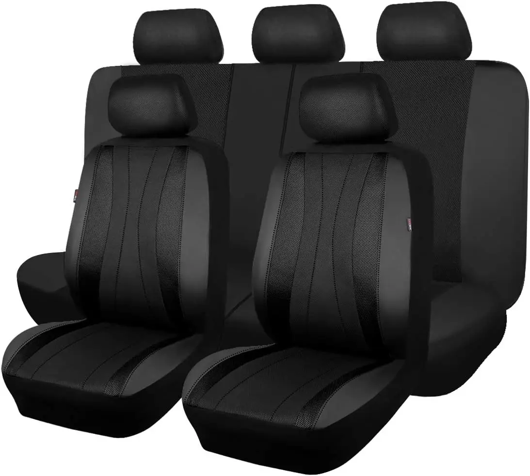 Universal Car Seat Covers Full Set Faux Leather Air Mesh Breathable Compatible with Airbag Rear Bench Split Options
Universal Car Seat Covers Full Set Faux Leather Air Mesh Breathable Compatible with Airbag Rear Bench Split Options