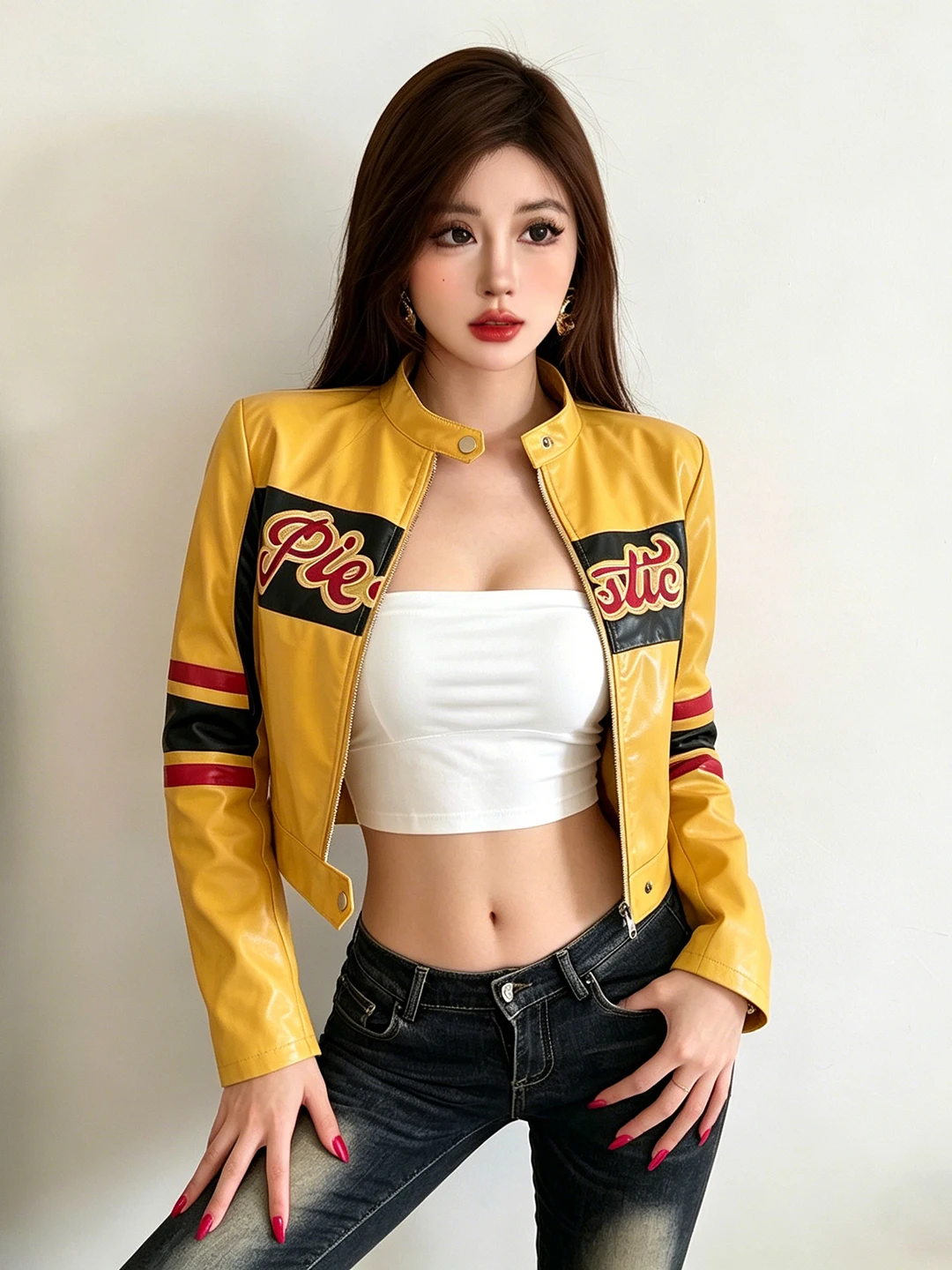 SylCue American Racing Style Letter Print Color Block PU Leather Jacket Sweet Cool Slimming Versatile Streetwear Short Coat
SylCue American Racing Style Letter Print Color Block PU Leather Jacket Sweet Cool Slimming Versatile Streetwear Short Coat