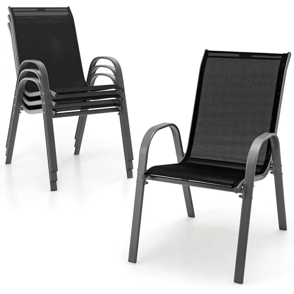 Outdoor Chairs Set of 4, Stackable Patio Chairs with Armrests & Breathable Seat Fabric, Patio Dining Chairs Set
Outdoor Chairs Set of 4, Stackable Patio Chairs with Armrests & Breathable Seat Fabric, Patio Dining Chairs Set