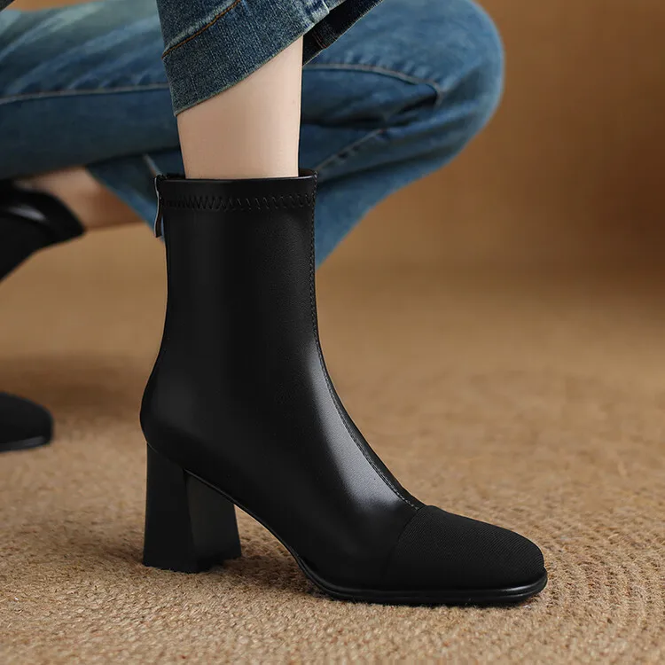 Women's Boots Autumn Female Shoes Zipper Ladies Ankle Leather Rubber Large Size High Heel Mixed Colors Square Toe Microfiber Sew
Women's Boots Autumn Female Shoes Zipper Ladies Ankle Leather Rubber Large Size High Heel Mixed Colors Square Toe Microfiber Sew