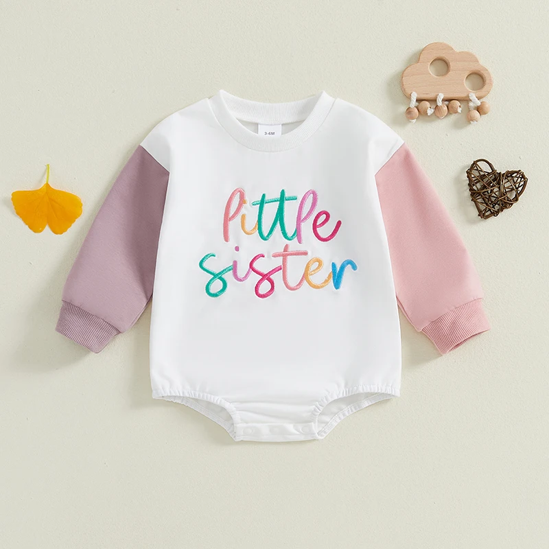 Toddler Baby Girls Sweatshirt Romper Letter Embroidered Contrast Color Long Sleeve Round Neck Fall Bodysuits
Toddler Baby Girls Sweatshirt Romper Letter Embroidered Contrast Color Long Sleeve Round Neck Fall Bodysuits