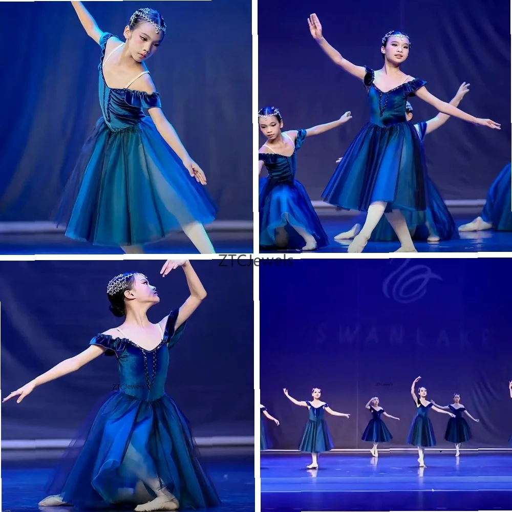 Cosplay Ballet Tutu Dress Dark Blue Romantic Long Performance Ballerina Costume for Girls Women Adults
Cosplay Ballet Tutu Dress Dark Blue Romantic Long Performance Ballerina Costume for Girls Women Adults