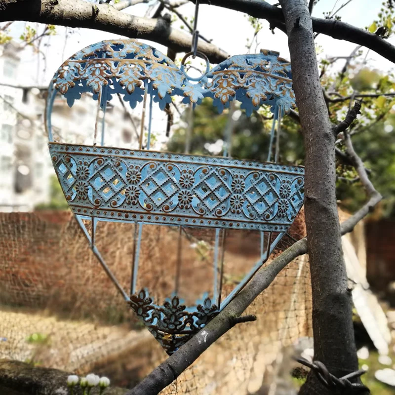 Blue Handcrafted Rustic Vintage Love Heart Ceiling Hanging Decorative Metal Ornament with Candle Holder
Blue Handcrafted Rustic Vintage Love Heart Ceiling Hanging Decorative Metal Ornament with Candle Holder