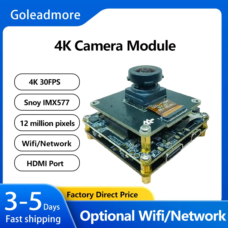 4K 30FPS 12MP IMX577 1/2.3"WIFI Ethernet Camera Module USB2.0 Industrial Inspection Camera EIS 130° Wide-Angle
4K 30FPS 12MP IMX577 1/2.3"WIFI Ethernet Camera Module USB2.0 Industrial Inspection Camera EIS 130° Wide-Angle