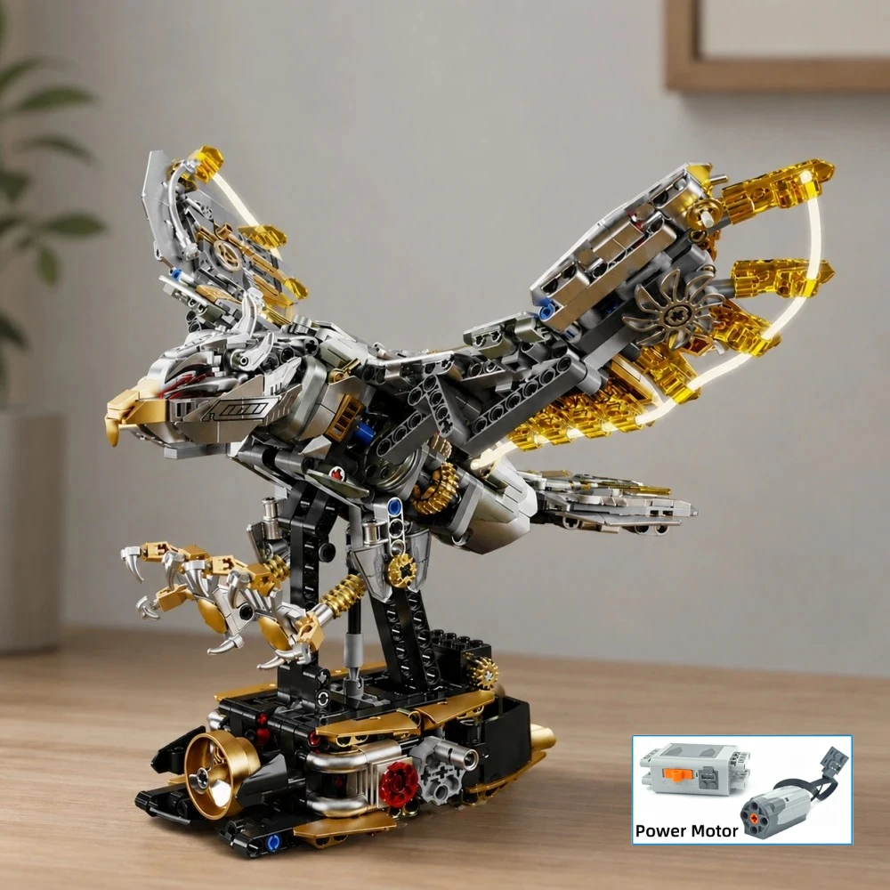 Technical Eagle Building Blocks 1168pcs Mechanical Gear Flight Simulation MOC Raptor Bird Bricks Toy With Light Ornament Gift
Technical Eagle Building Blocks 1168pcs Mechanical Gear Flight Simulation MOC Raptor Bird Bricks Toy With Light Ornament Gift