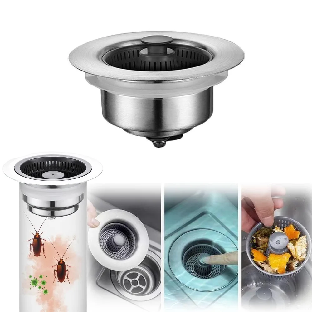 3 in 1 Kitchen Sink Drain Strainer, Kitchen Gadgets Clearance Sink Accessories with Anti-Clogging Basket
3 in 1 Kitchen Sink Drain Strainer, Kitchen Gadgets Clearance Sink Accessories with Anti-Clogging Basket