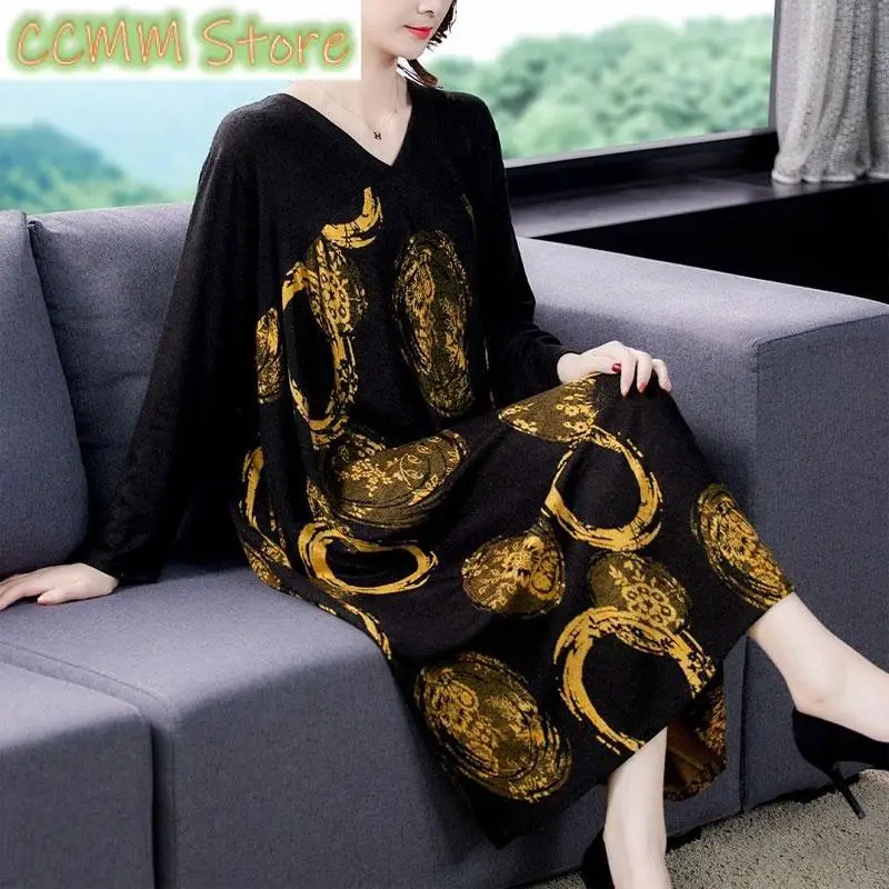 Fashion Straight Loose Dresses Spring Autumn Casual V-Neck Women's Clothing Basic Long Sleeve Vintage Printed Spliced Midi Dress
Fashion Straight Loose Dresses Spring Autumn Casual V-Neck Women's Clothing Basic Long Sleeve Vintage Printed Spliced Midi Dress