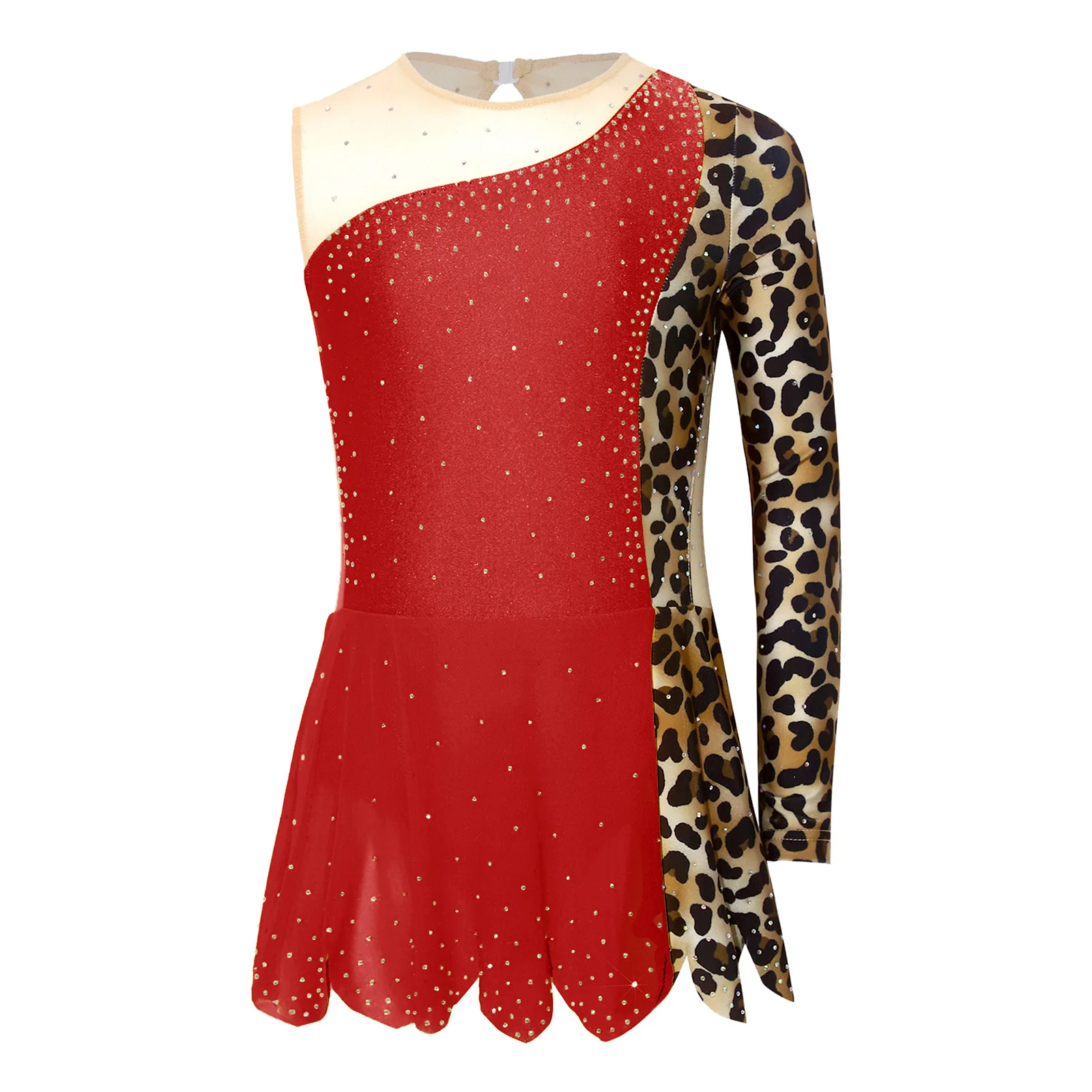 Girls Ballet Rhythmic Gymnastics Dance Leotard Rhinestones Leopard Printed Patchwork Asymmetric Sleeve Ruffle Skirted Bodysuit
Girls Ballet Rhythmic Gymnastics Dance Leotard Rhinestones Leopard Printed Patchwork Asymmetric Sleeve Ruffle Skirted Bodysuit