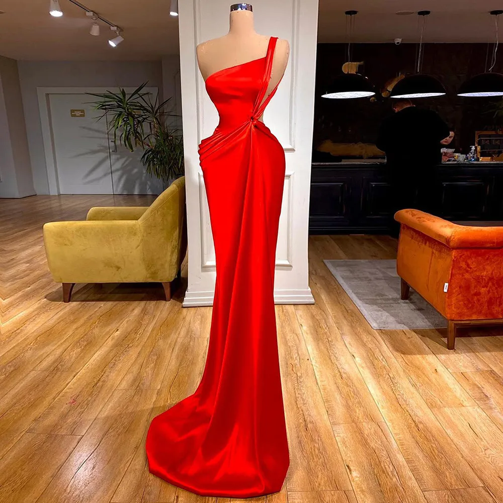 Mermaid Evening Gowns One Shoulder Trumpet Sexy Women's Dress Sleeveless Pleat Illusion Modern Wedding Party Dresses
Mermaid Evening Gowns One Shoulder Trumpet Sexy Women's Dress Sleeveless Pleat Illusion Modern Wedding Party Dresses