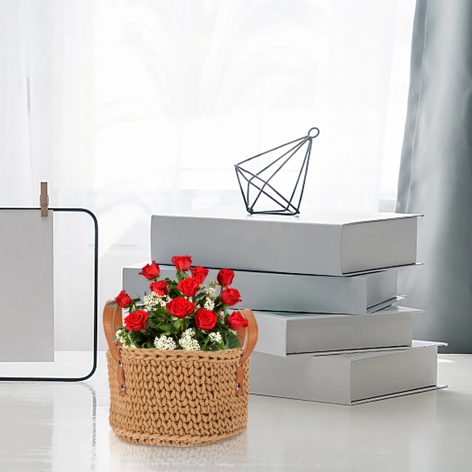 Cotton Rope Storage Basket Desktop Organizer PU Handle Lightweight Woven Storage Basket for Sundries Cosmetics and Home
Cotton Rope Storage Basket Desktop Organizer PU Handle Lightweight Woven Storage Basket for Sundries Cosmetics and Home