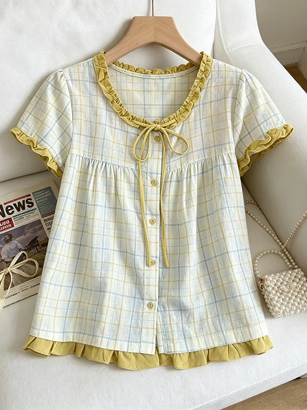 plus Size Women's Summer 2026 Korean Style Plaid Shirt Fashionable Short Sleeve Meat Concealing Slimming Top Versatile Commut...
plus Size Women's Summer 2026 Korean Style Plaid Shirt Fashionable Short Sleeve Meat Concealing Slimming Top Versatile Commut...