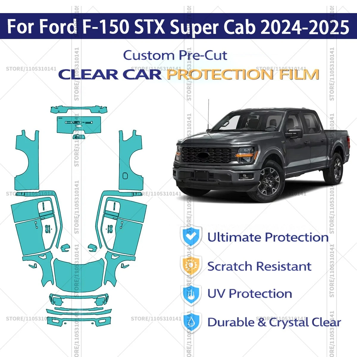 Pre-Cut Paint Protection Film PPF Transparent Car Film Professional Automotive PPF For Ford F-150 STX Super Cab 2024-2025
Pre-Cut Paint Protection Film PPF Transparent Car Film Professional Automotive PPF For Ford F-150 STX Super Cab 2024-2025