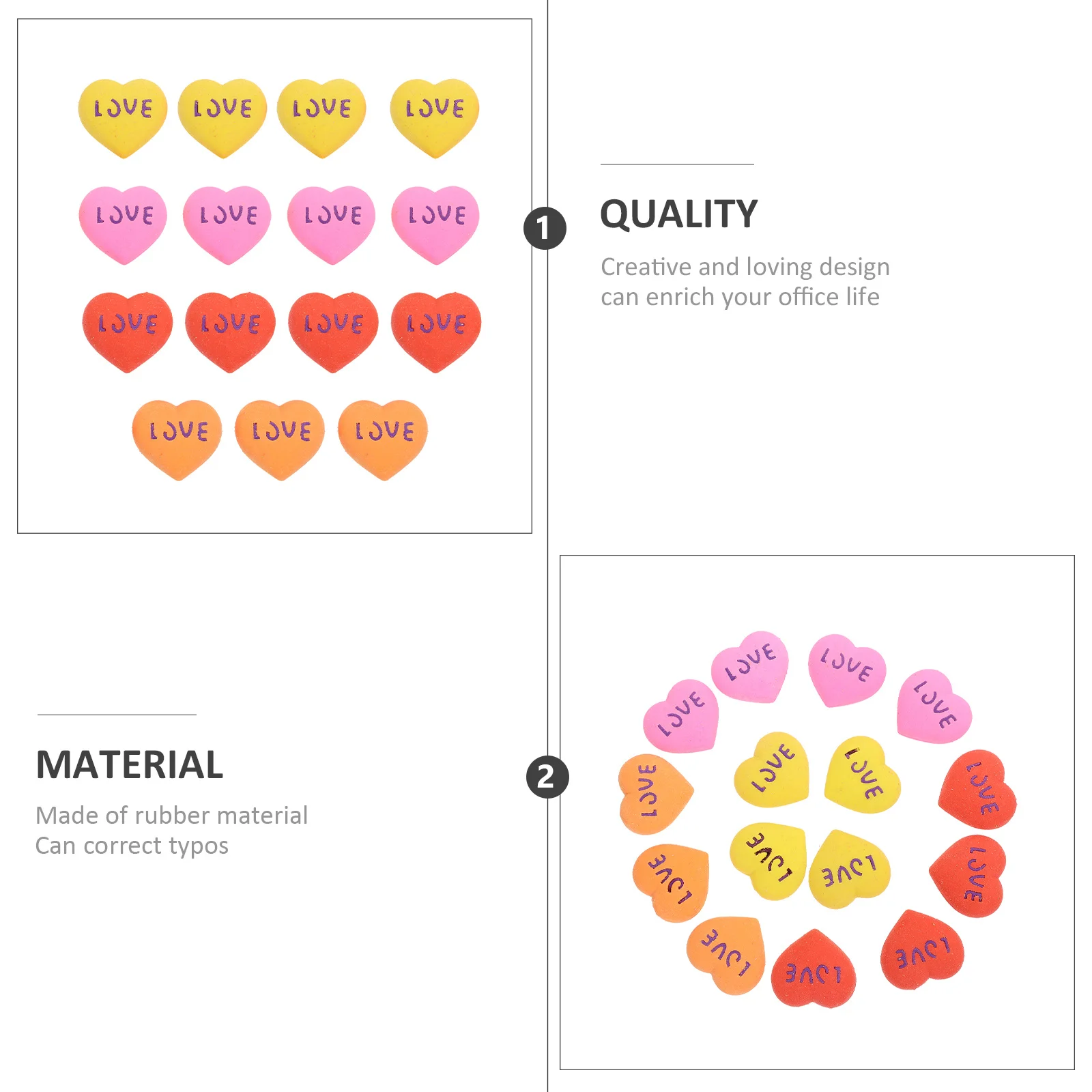 15Pcs Decorative Valentine Eraser Fine Workmanship Heart-Shaped Eraser Ideal for Writing Drawing Study Aid Office School
15Pcs Decorative Valentine Eraser Fine Workmanship Heart-Shaped Eraser Ideal for Writing Drawing Study Aid Office School