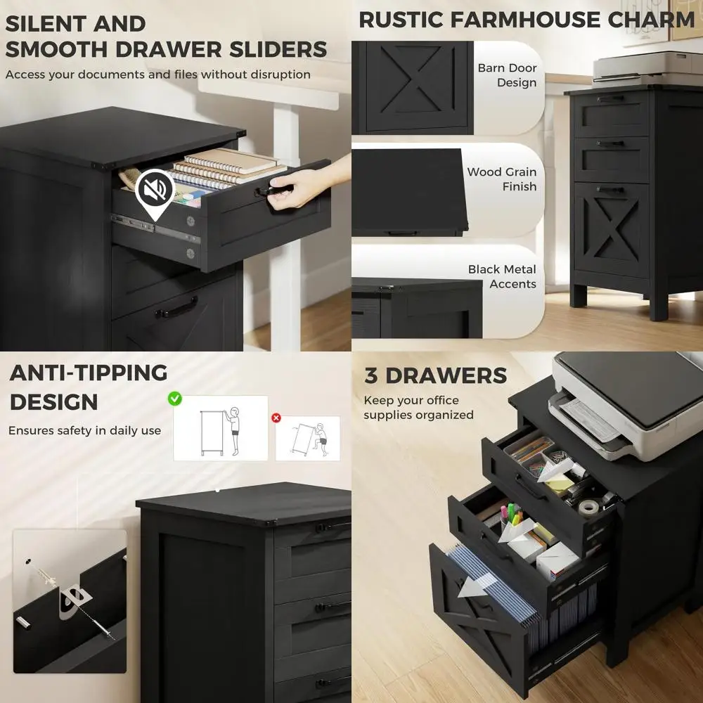3-Drawer Cabinet with Silent Slides, Veiling Cabinet, Hanging A4/Letter Size, Rustic Wooden Printer Stand with Storage for Home
3-Drawer Cabinet with Silent Slides, Veiling Cabinet, Hanging A4/Letter Size, Rustic Wooden Printer Stand with Storage for Home