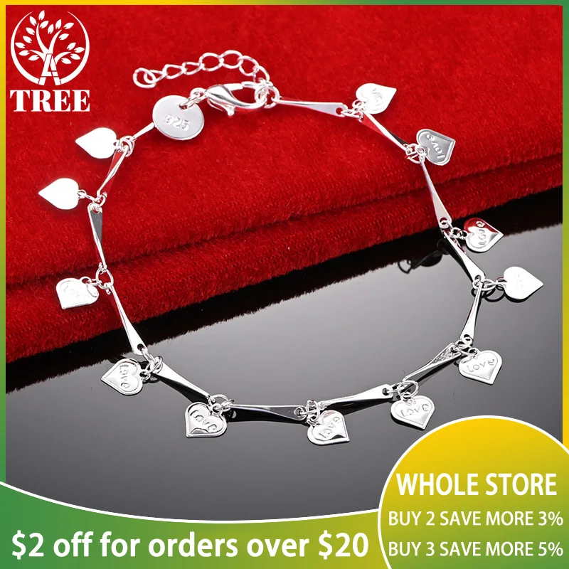 ALITREE 925 Sterling Silver Carving Love Letter Heart Pendant Chain Bracelet For Woman Wedding Accessories Party Fashion Jewelry
ALITREE 925 Sterling Silver Carving Love Letter Heart Pendant Chain Bracelet For Woman Wedding Accessories Party Fashion Jewelry