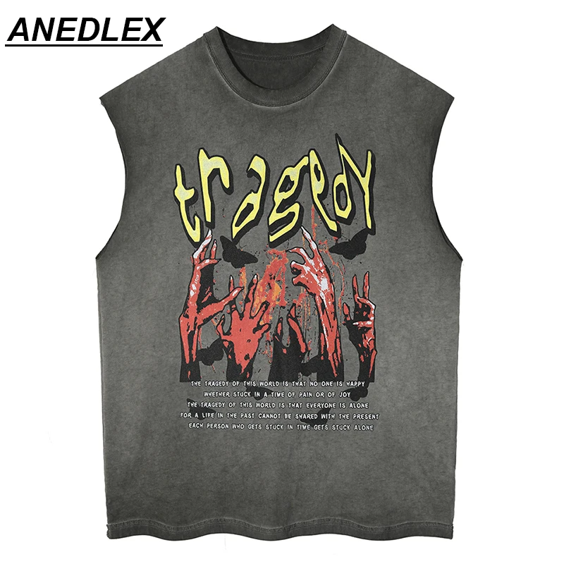2022 Hip Hop Men Washed Vest Streetwear Gothic Punk Style Letter Devil Bloody Hands Print Tank Tops Loose Cotton Sleeveless Vest
2022 Hip Hop Men Washed Vest Streetwear Gothic Punk Style Letter Devil Bloody Hands Print Tank Tops Loose Cotton Sleeveless Vest
