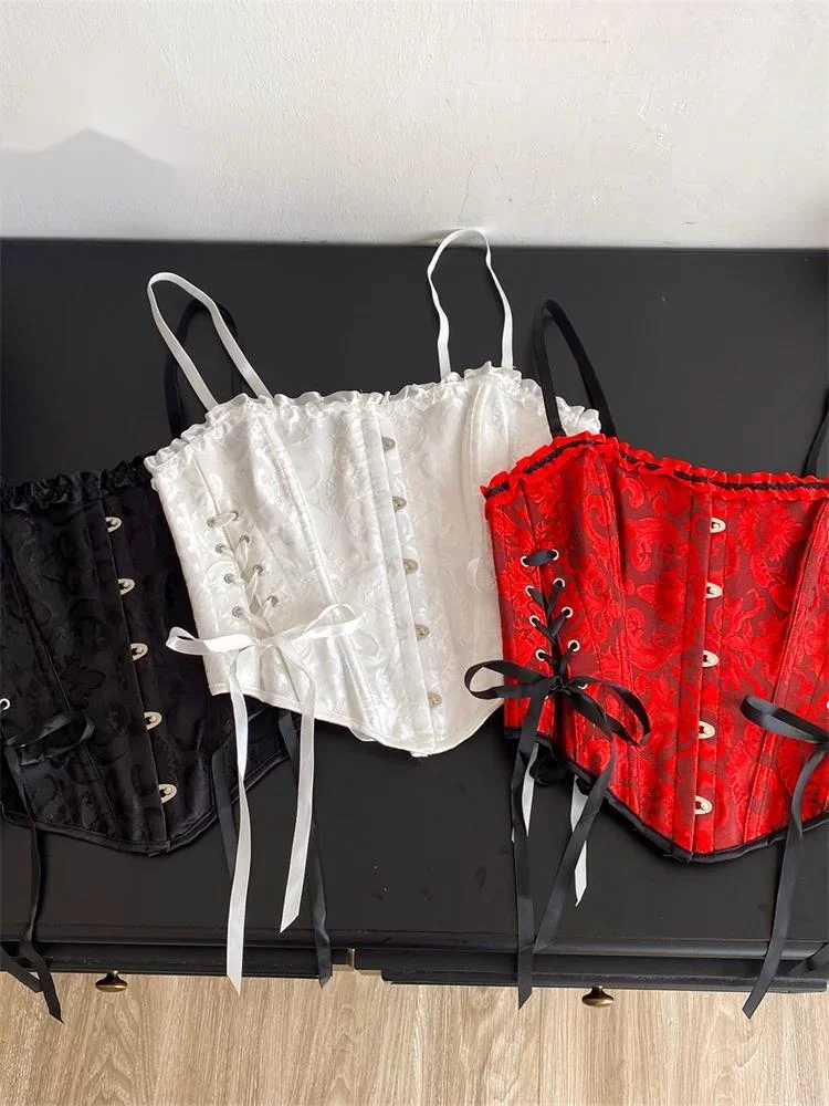Gothic Bodycon Corset Top Ladies Summer Backless Lace Up Slim Court Camisole High Quality Embroidery Hotsweet Tank Top
Gothic Bodycon Corset Top Ladies Summer Backless Lace Up Slim Court Camisole High Quality Embroidery Hotsweet Tank Top
