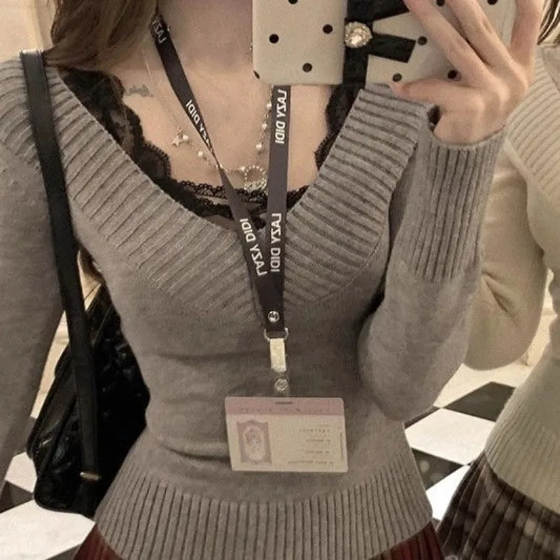 Japanese Vintage Knitted Sweater Women V-Neck Casual Long Sleeve Pullover Korean Fashion Clothing Office Lady Kawaii Blouse
Japanese Vintage Knitted Sweater Women V-Neck Casual Long Sleeve Pullover Korean Fashion Clothing Office Lady Kawaii Blouse